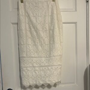 Banana Republic Cream Lace Pencil Skirt